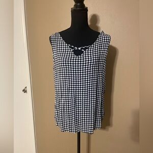 Black and white checkered sleeveless top